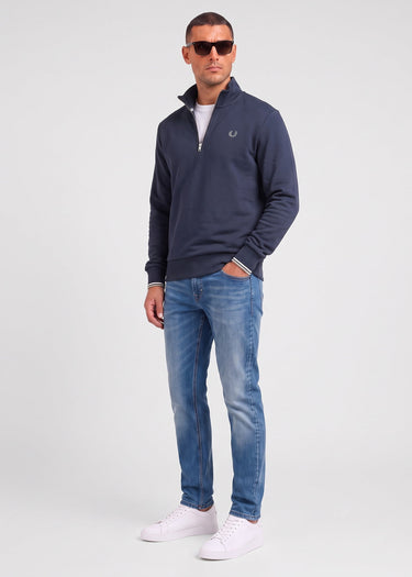 Fred Perry Truien Half zip sweatshirt - dark airforce ecru seagrass