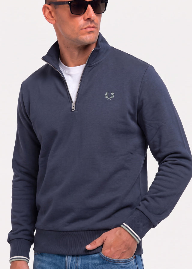 Fred Perry Sweaters Half zip sweatshirt - dark airforce ecru seagrass
