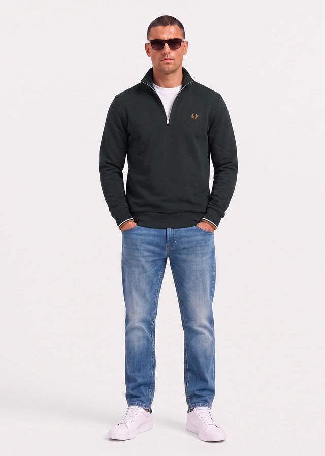Fred Perry Sweaters Half zip sweatshirt - night green dusky blue dark caramel