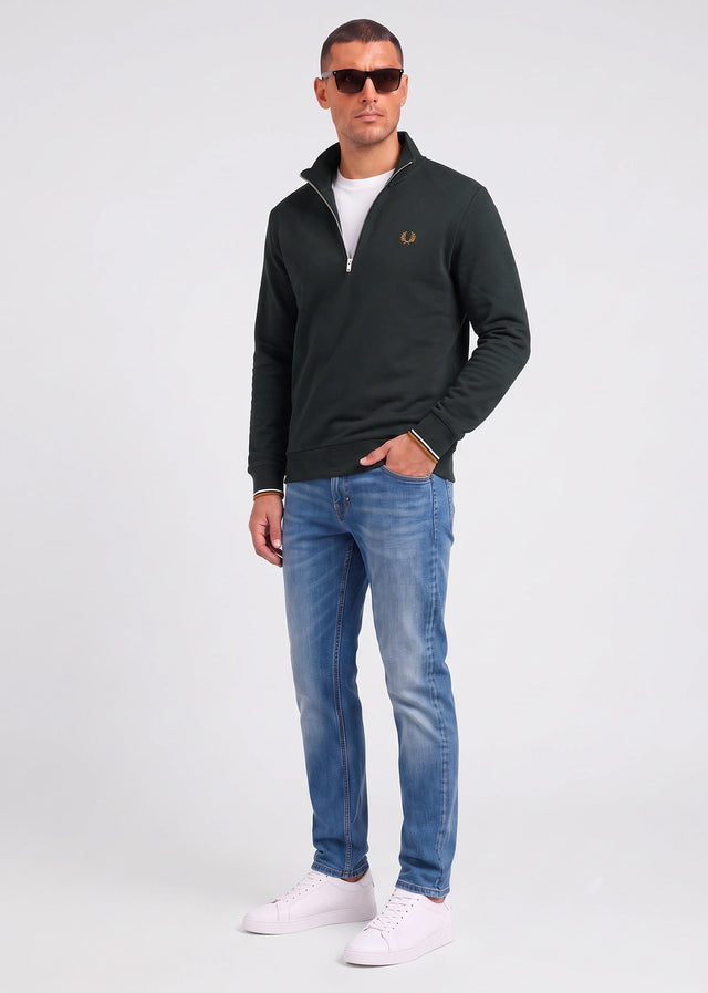 Fred Perry Sweaters Half zip sweatshirt - night green dusky blue dark caramel