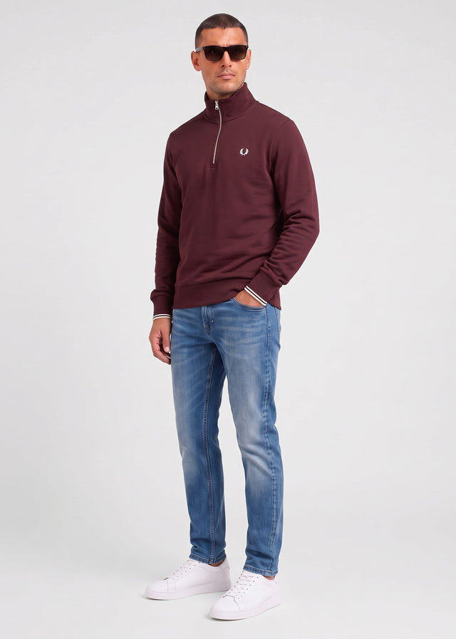 Fred Perry Sweaters Half zip sweatshirt - oxblood ecru