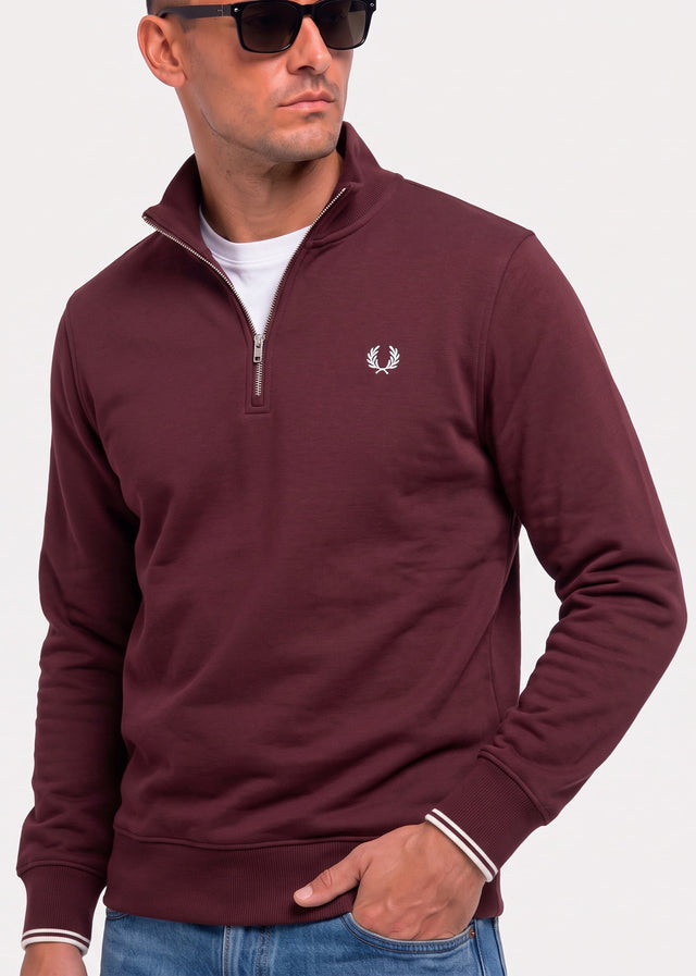 Fred Perry Sweaters Half zip sweatshirt - oxblood ecru