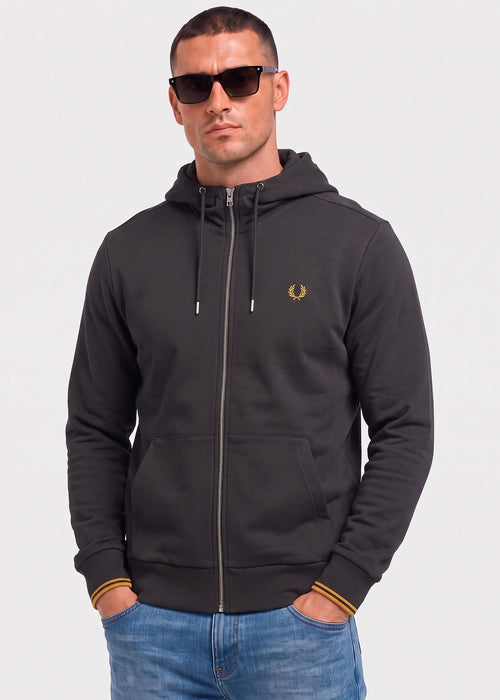 Hooded zip through sweatshirt - anchor grey golden