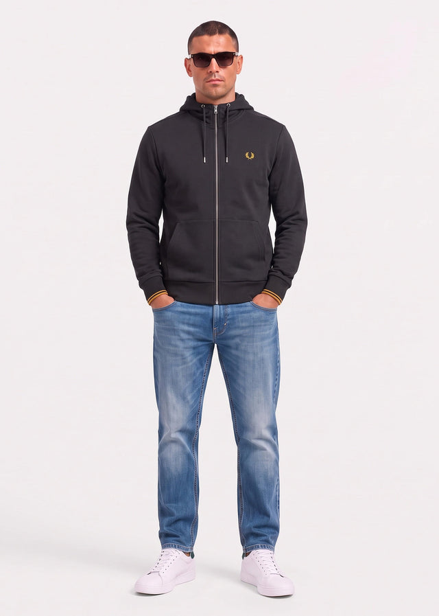Fred Perry Cardigans Hooded zip through sweatshirt - anchor grey golden