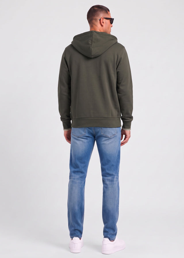 Fred Perry Cardigans Hooded zip through sweatshirt - field green oatmeal