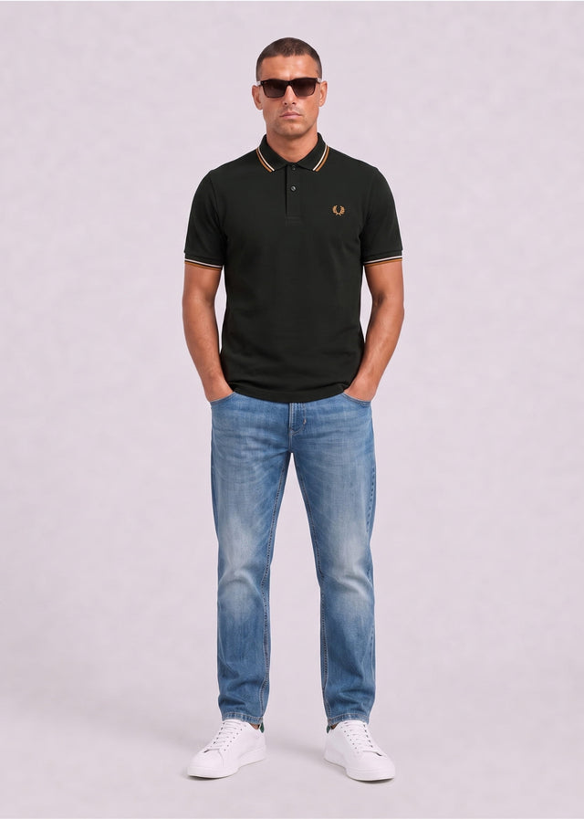 Fred Perry Polos Twin tipped polo - night green dusky blue dark caramel