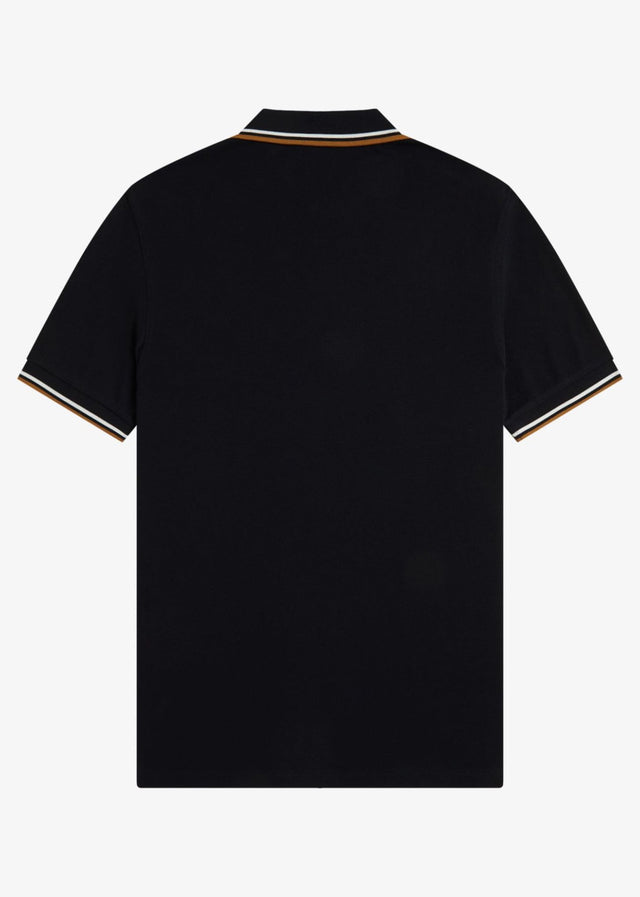Fred Perry Polos Twin tipped polo - black ecru dark caramel