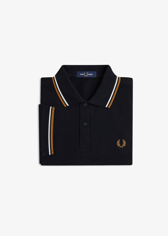 Fred Perry Polos Twin tipped polo - black ecru dark caramel