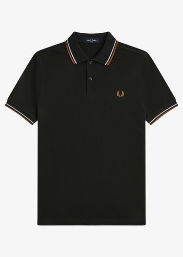 Fred Perry Polo's Twin tipped polo - night green dusky blue dark caramel
