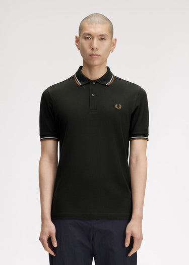 Fred Perry Polo's Twin tipped polo - night green dusky blue dark caramel