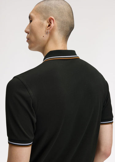 Fred Perry Polo's Twin tipped polo - night green dusky blue dark caramel