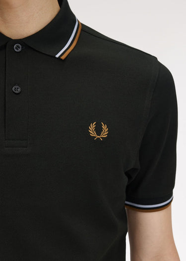 Fred Perry Polo's Twin tipped polo - night green dusky blue dark caramel