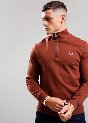 Fred Perry Truien Half zip sweatshirt - whisky brown porridge marl