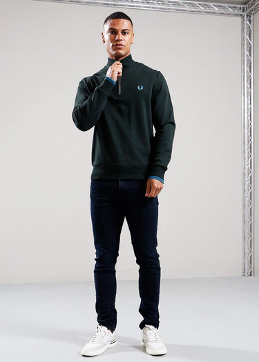 Fred Perry Truien Half zip sweatshirt - night green runaway bay ocean