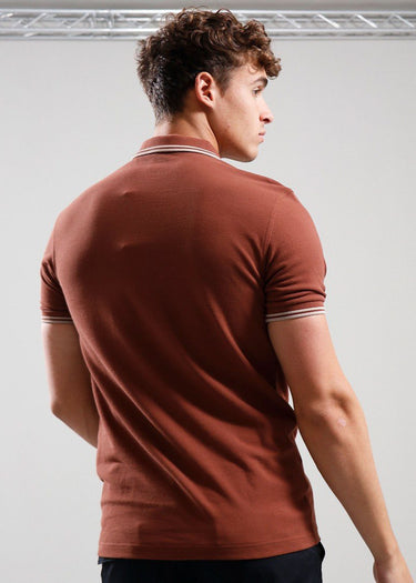 Fred Perry Polo's Twin tipped fred perry shirt - whisky brown porridge marl porridge marl