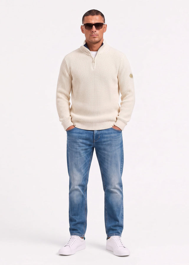 Henri Lloyd Sweaters Golant quarter zip ribbed knit - ecru