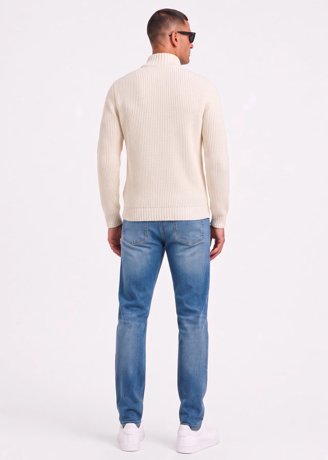 Henri Lloyd Sweaters Golant quarter zip ribbed knit - ecru