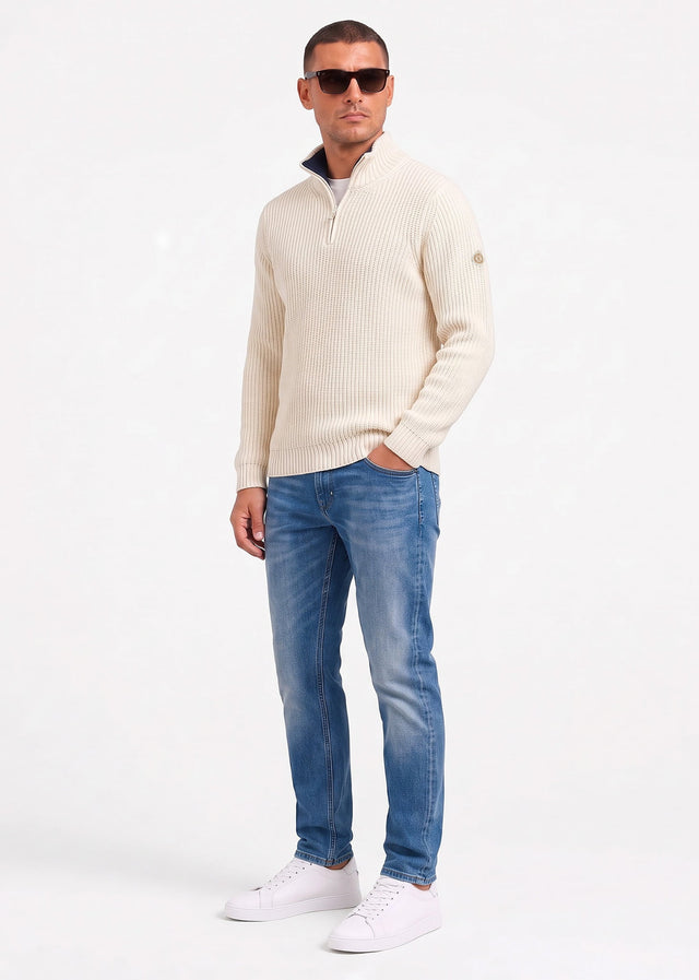 Henri Lloyd Sweaters Golant quarter zip ribbed knit - ecru