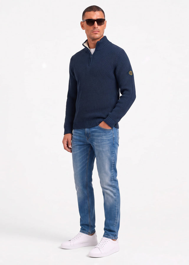 Henri Lloyd Sweaters Golant quarter zip ribbed knit - navy