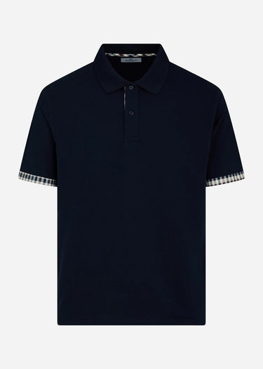 Aquascutum Polo's Cc stretch piqué sleeve polo - navy
