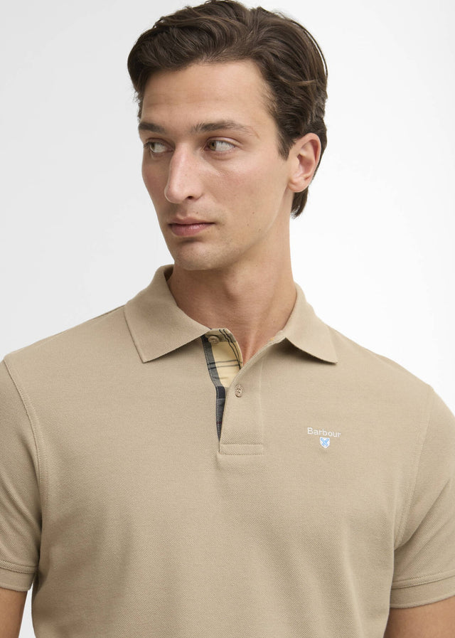 Barbour Polos Barbour tartan pique polo shirt - washed stone dress