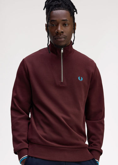 Fred Perry Truien Half zip sweatshirt - oxblood ecru court blue