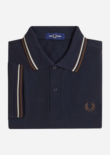 Fred Perry Polo's Twin tipped fred perry shirt - Navy Wheat Brown Tobacco