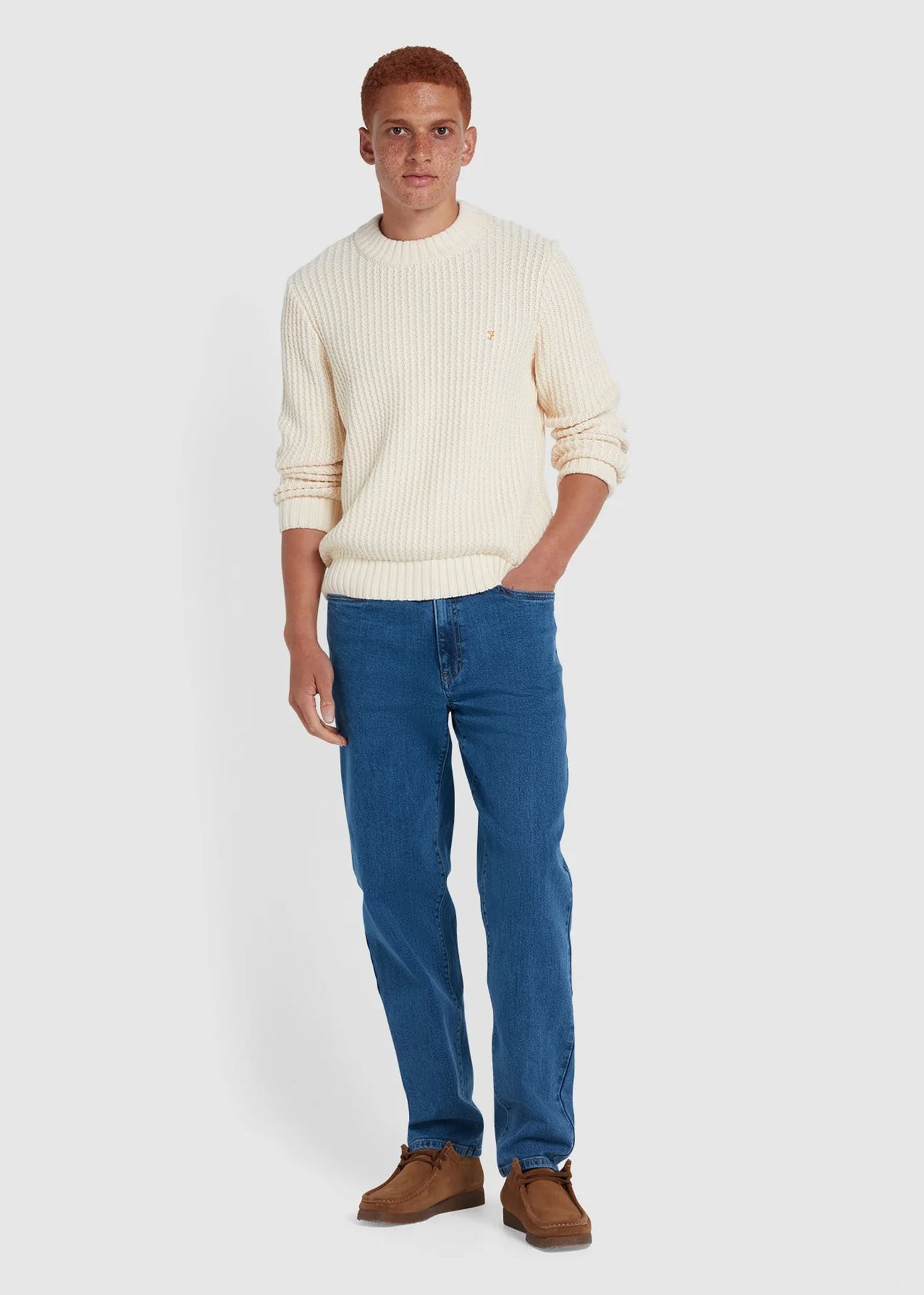 Farah Truien  Sweater burlington fisherman - cream 