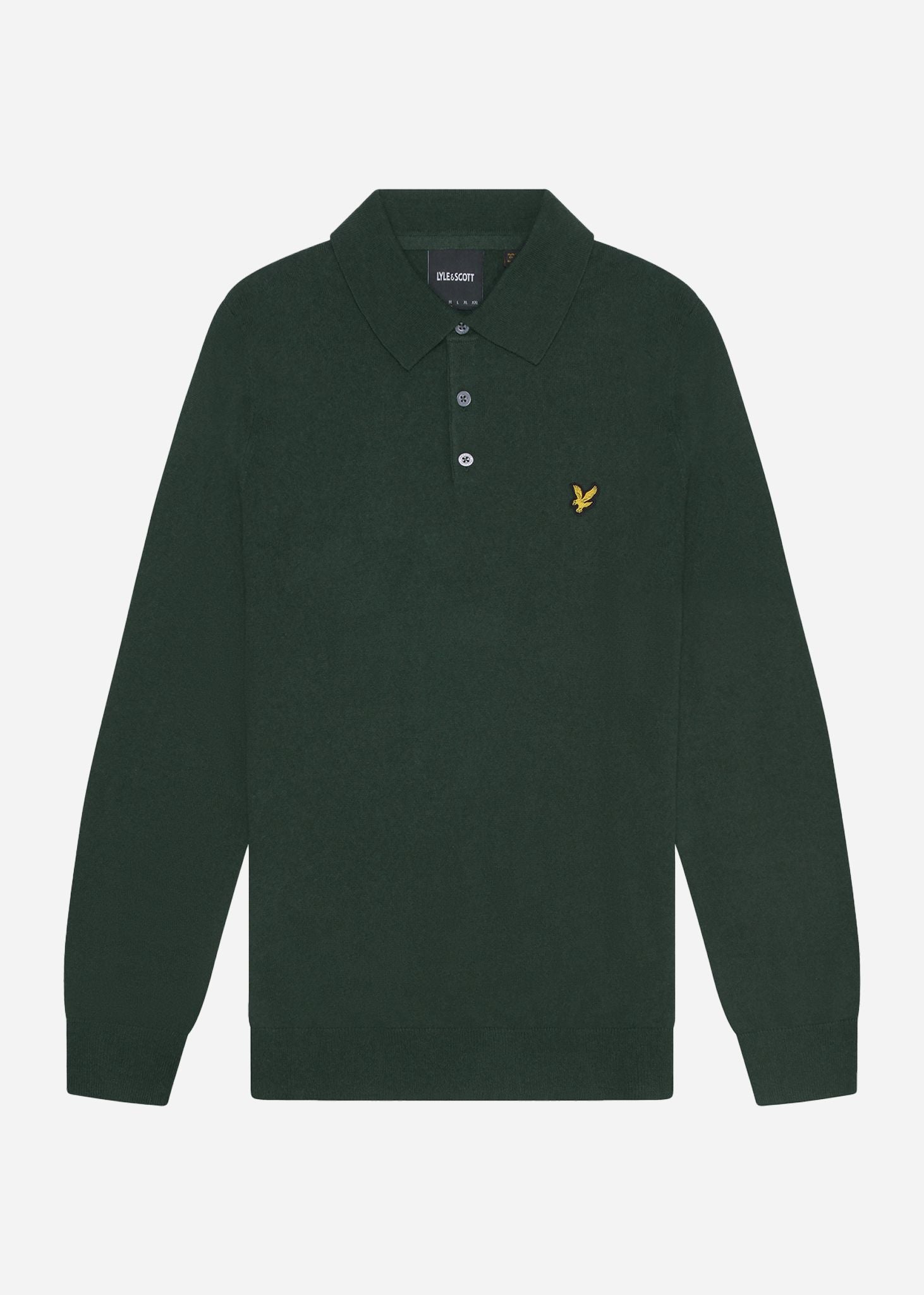 Lyle & Scott Truien  Cotton merino long sleeve knitted polo - argyle teal 