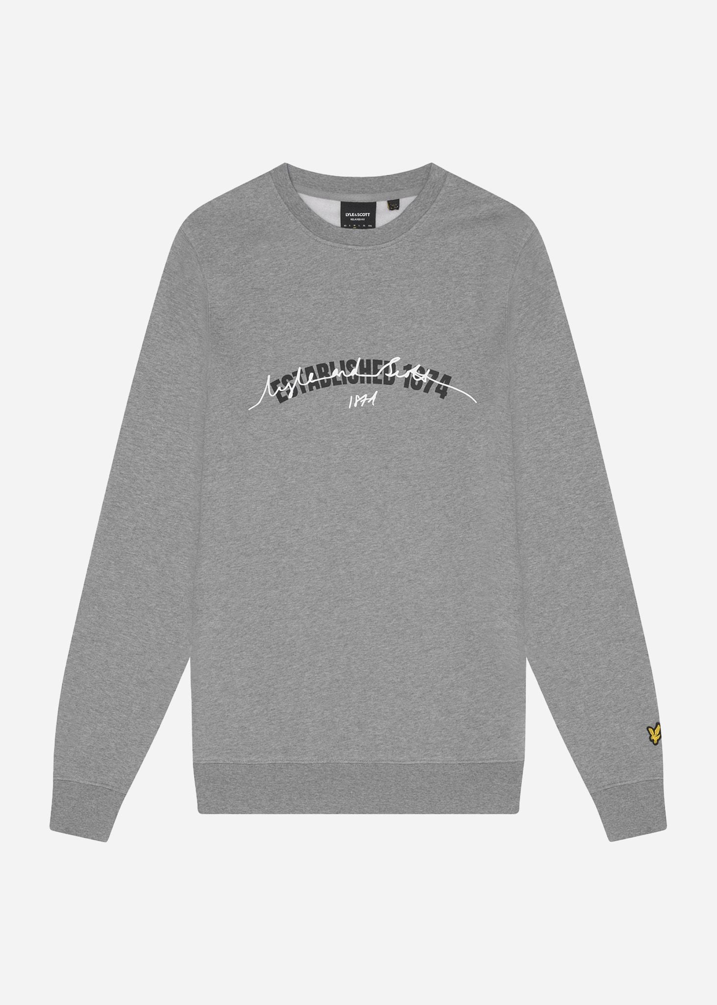 Lyle & Scott Truien  Established 1874 graphic crew neck sweatshirt - mid grey marl 