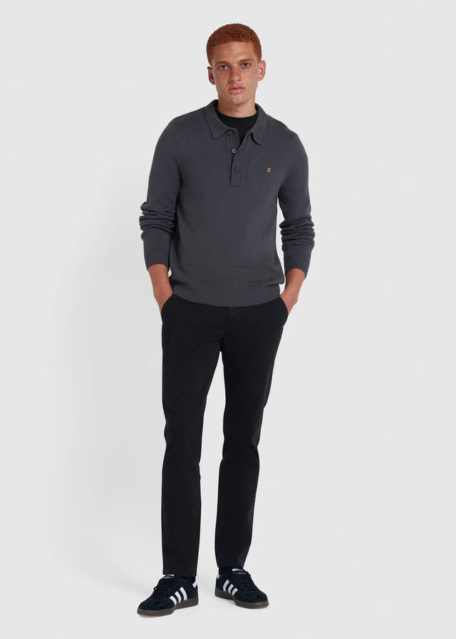 Farah Sweaters  Sweater hamlet knit ls polo - charcoal 