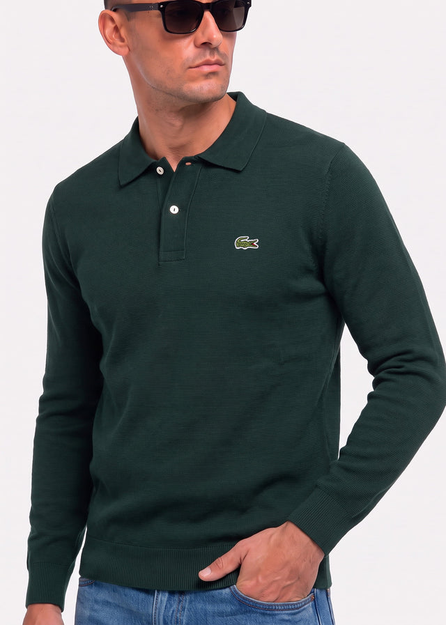 Lacoste Long Sleeve Polos Knitted long sleeve polo sweater - sinople