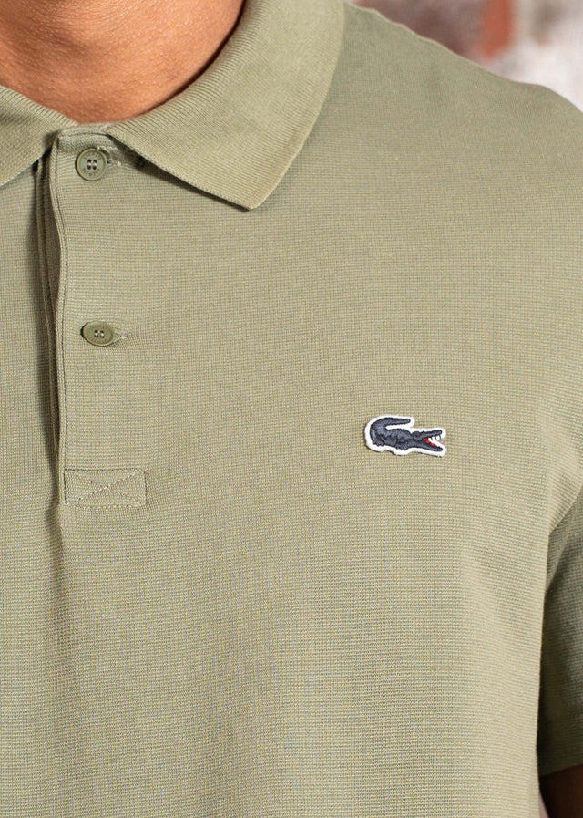 Lacoste Polos Short sleeved ribbec collar polo shirt - khaki