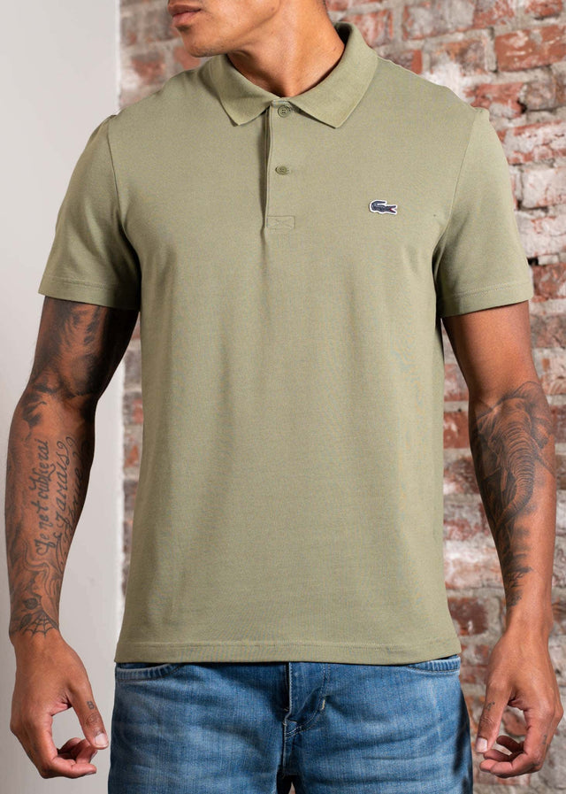 Lacoste Polos Short sleeved ribbec collar polo shirt - khaki