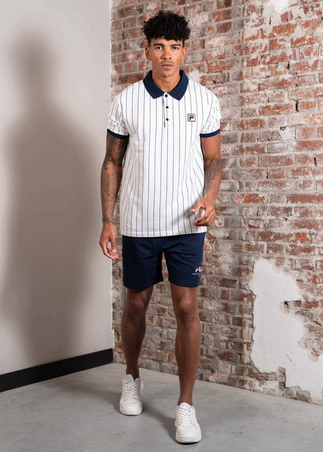 Fila Polos Linter striped polo shirt - bright white black iris striped