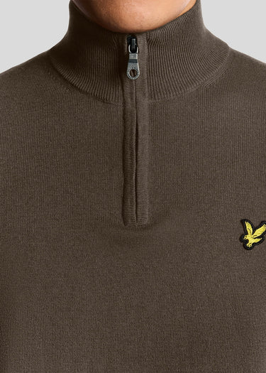 Lyle & Scott Truien Cotton merino quarter zip jumper - espresso