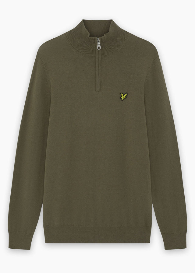 Lyle & Scott Sweaters Cotton merino quarter zip jumper - khaki ash
