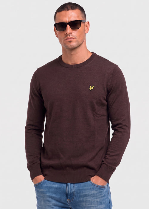 Polyblend crew neck pullover - shelter brown