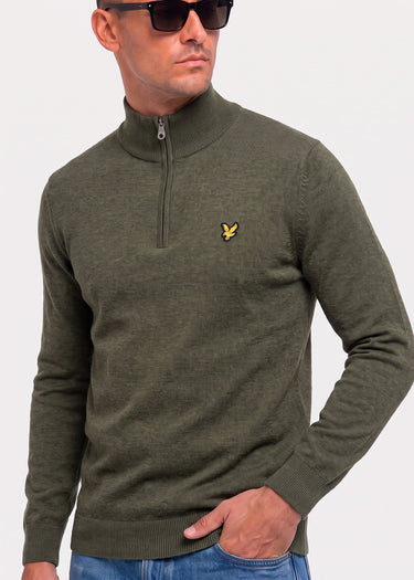 Lyle & Scott Truien Polyblend quarter zip jumper - journey olive