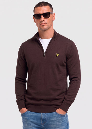 Lyle & Scott Truien Polyblend quarter zip jumper - shelter brown