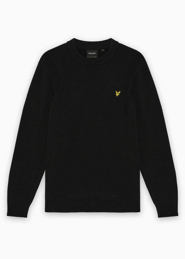Lyle & Scott Sweaters Rib insert crew neck jumper - jet black