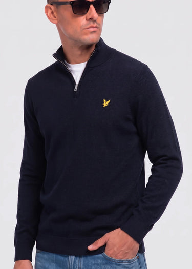 Lyle & Scott Truien Cotton merino quarter zip jumper - dark navy