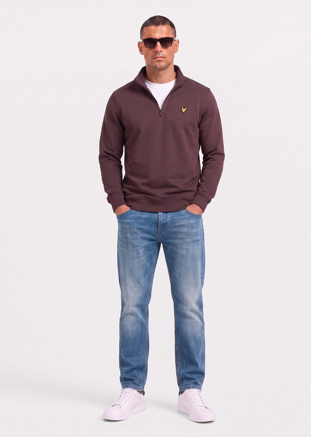 Lyle & Scott Sweaters Quarter zip pullover sweatshirt - shelter brown