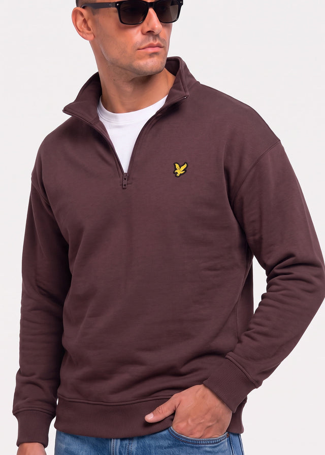 Lyle & Scott Sweaters Quarter zip pullover sweatshirt - shelter brown