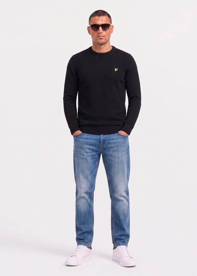 Lyle & Scott Sweaters Rib insert crew neck jumper - jet black