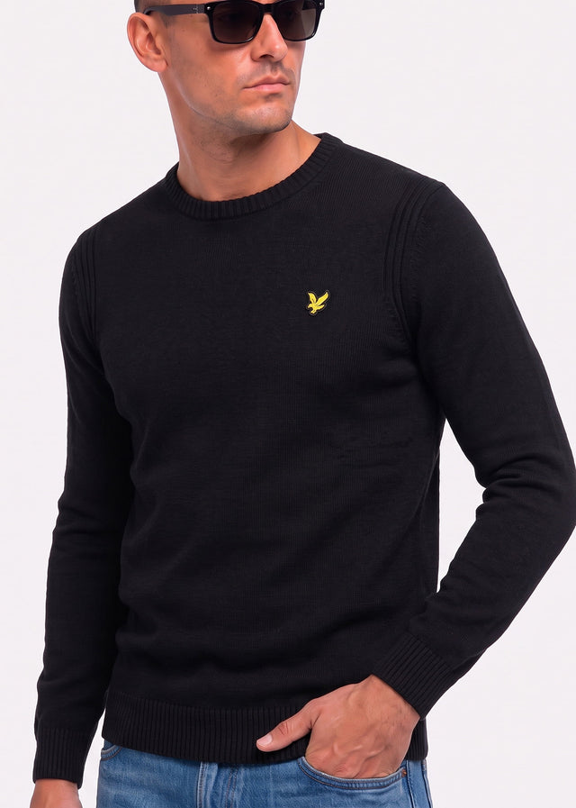 Lyle & Scott Sweaters Rib insert crew neck jumper - jet black