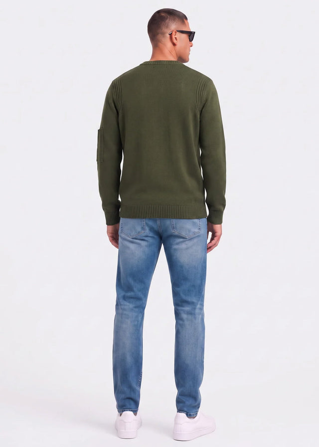 Lyle & Scott Sweaters Rib insert crew neck jumper - true olive