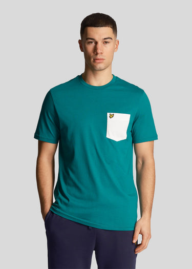 Lyle & Scott T-shirts  Contrast pocket t-shirt - court green white 