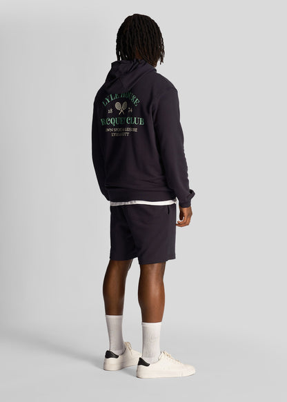 Lyle & Scott Korte Broeken  Racquet club graphic sweat short - dark navy 