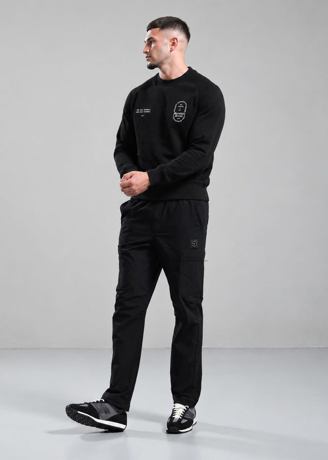 Marshall Artist Sweaters Blue print crew neck - black